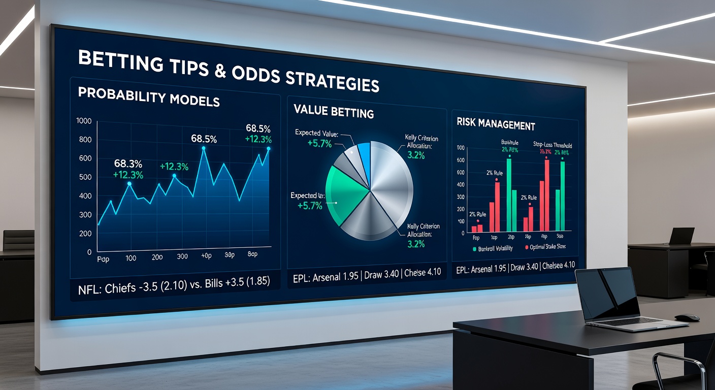 Infographic illustrating expected value calculations and bankroll growth curves in sports betting