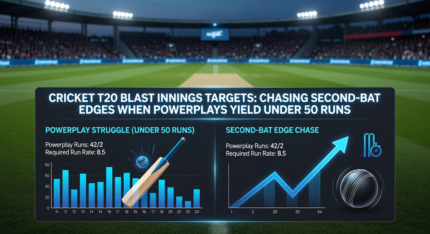 Chasing side celebrating a boundary during a T20 Blast run chase, illustrating momentum shift after a low powerplay