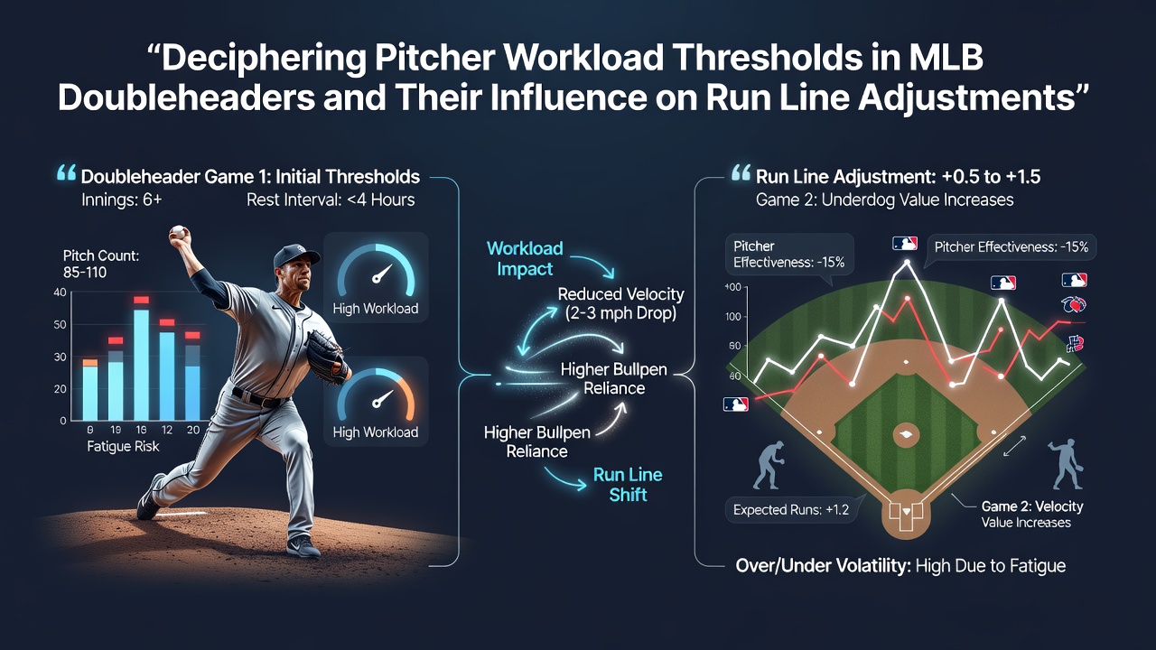 MLB pitchers warming up in a doubleheader setting with stadium lights and bullpen activity visible