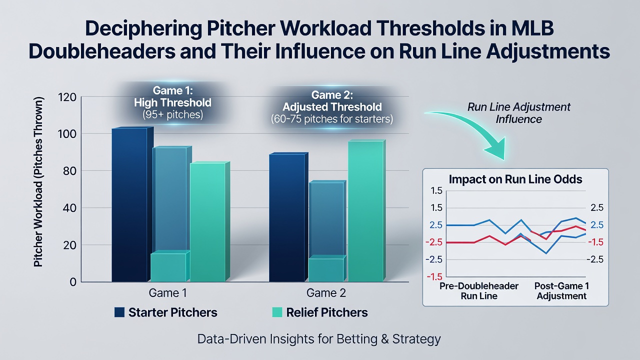 Close-up of MLB pitching chart showing pitch count thresholds and workload data overlaid on a stadium background