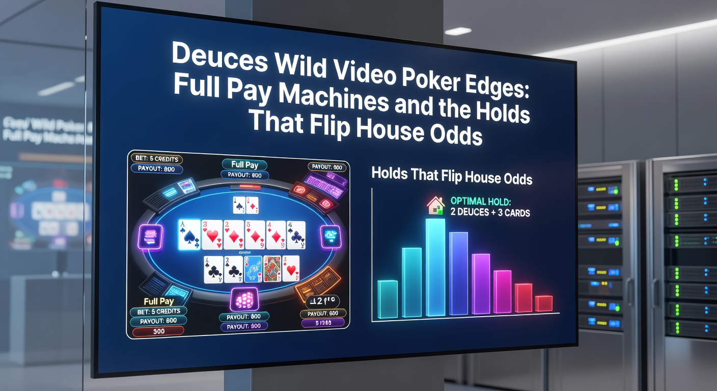 Vibrant Deuces Wild video poker machine display highlighting wild deuces and a royal flush payout table