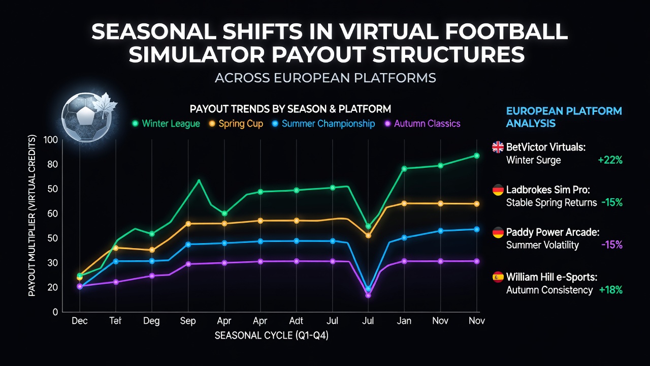 Data charts illustrating payout fluctuations in virtual football simulators during European seasonal transitions
