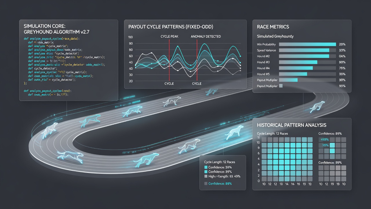 Data visualization of greyhound payout cycle patterns detected through simulation algorithms in fixed-odds markets