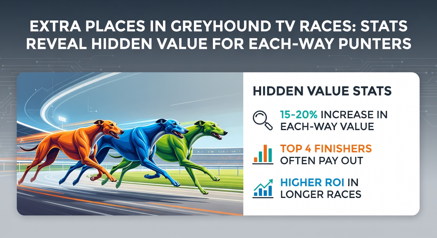 Greyhound pack racing tightly around a bend under floodlights at a TV-tracked venue, highlighting the close finishes typical in these high-stakes events