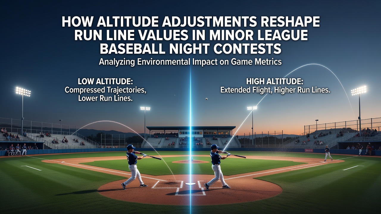 Minor league baseball game at high altitude ballpark during evening hours showing ball flight patterns