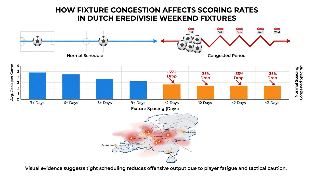 Chart displaying Eredivisie scoring trends during fixture congested periods versus normal schedules