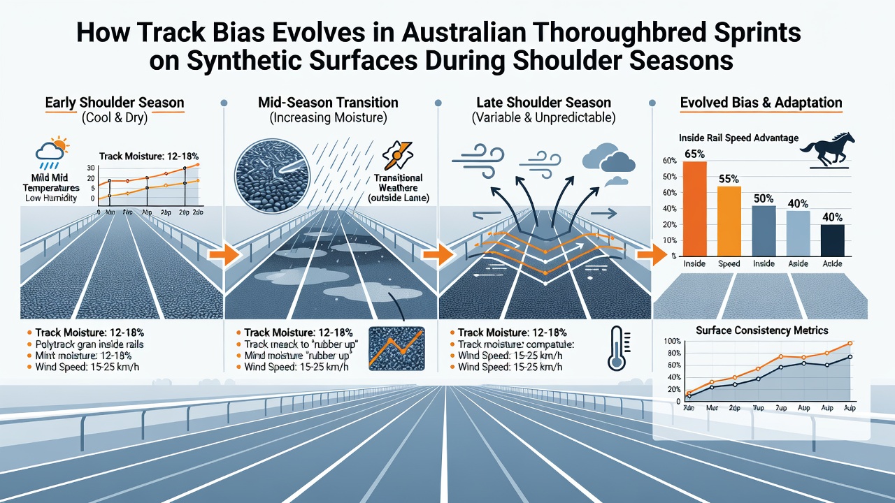 Graphical representation of lane-by-lane performance shifts on synthetic tracks during Australian shoulder seasons