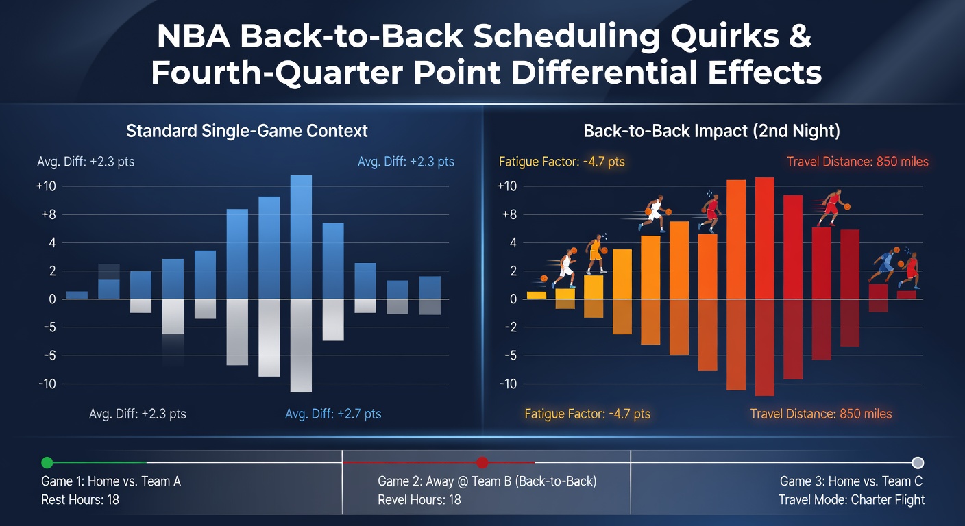 Chart showing point differential trends in NBA divisional games following back-to-backs