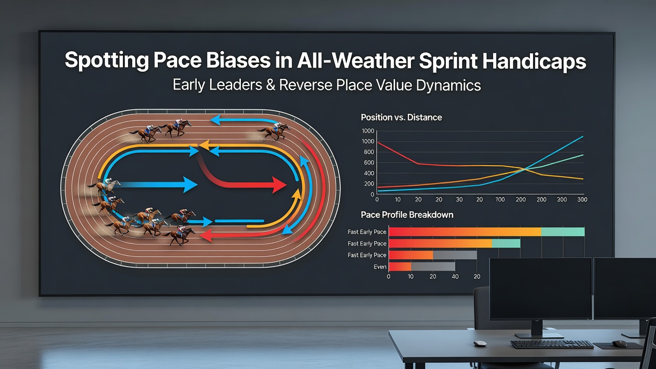 Chart displaying sectional splits and place percentages for closers versus leaders in all-weather sprints