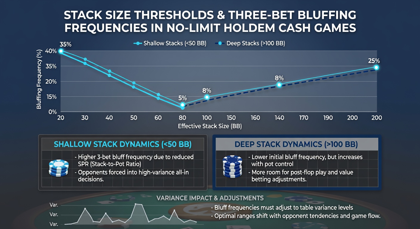 Chart illustrating frequency changes across 50bb to 300bb stack depths