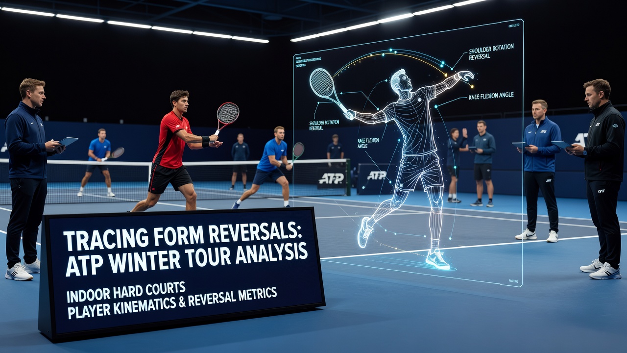 Detailed view of indoor hard court play during an ATP winter event